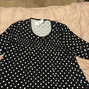 Lane Bryant Black and White Polka Dot Blouse